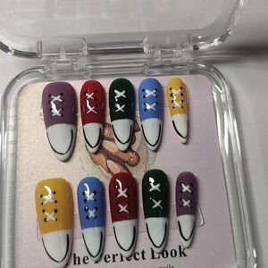 Colorful Sneaker Design Press-On Nails